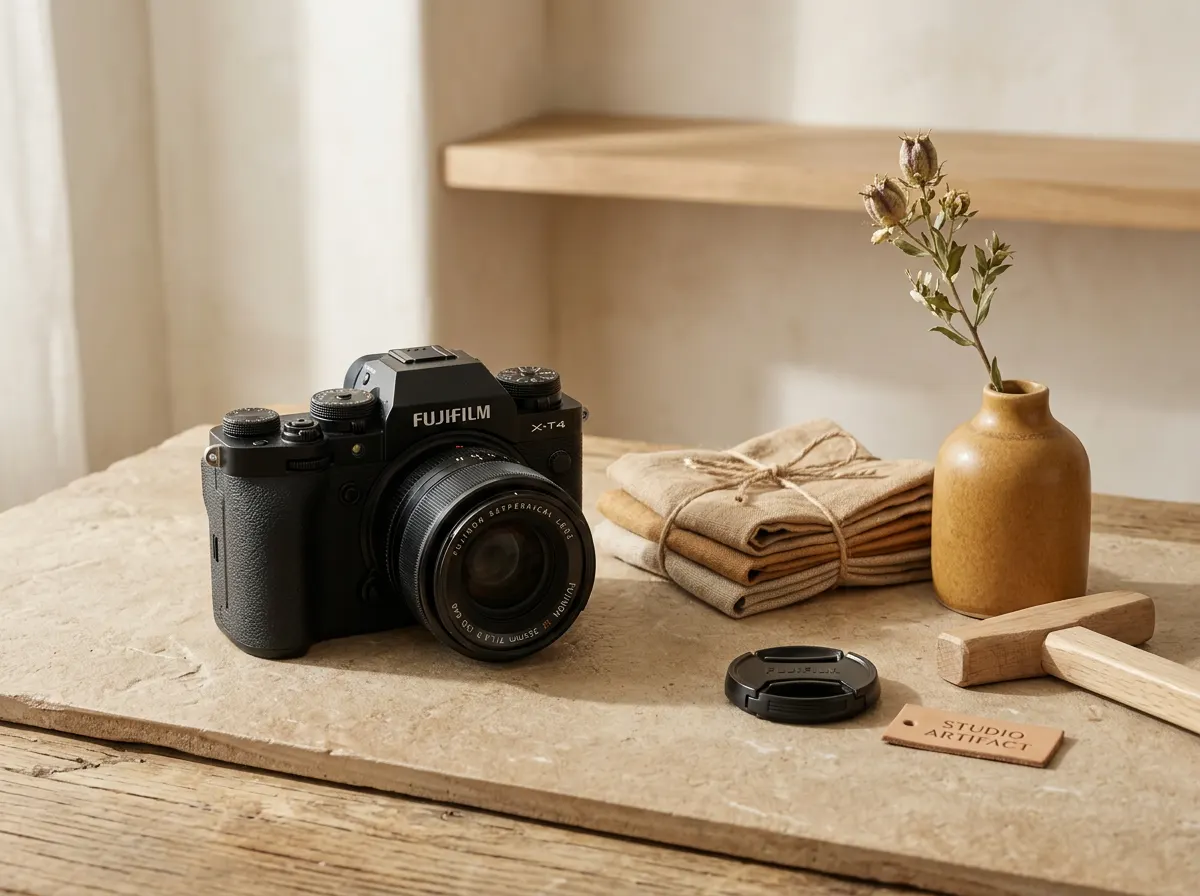 Camera and styling props for a branded photo shoot